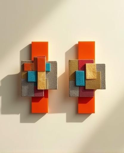 Brincos inspirados em arte brasileira moderna.